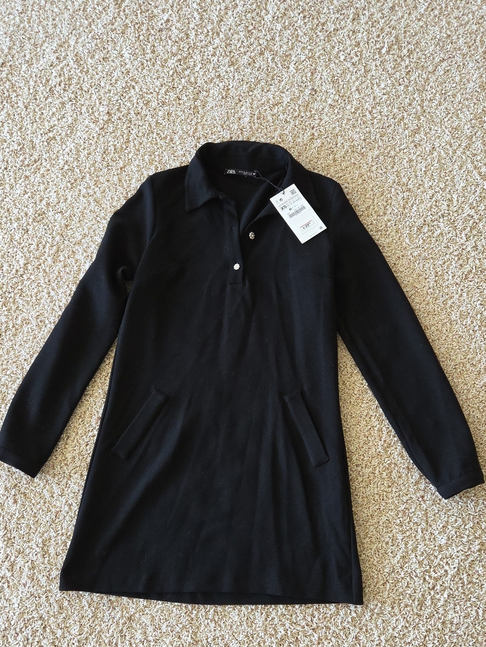 NWT Zara Women's black long-sleeve dress